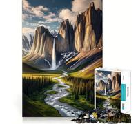 Waterfall in Forest Jigsaw Puzzles for Adults 1000 Think Boost Game Precise Interlock Structure Easy to Learn Family Enjoyment (50x75cm)