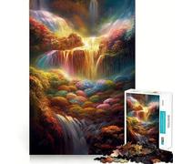 Waterfall in Forest Nature 1000-piece Jigsaw Puzzles Brain Training Fun Tight Interlock No Gaps Bonding Activity for Loved Ones (38x26cm)