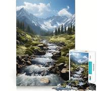 Waterfall in Forest Nature 1000 Piece Jigsaws for Adults Brain Recall Game Tight Interlock No Gaps Calming Mental Break Activity (38x26cm)