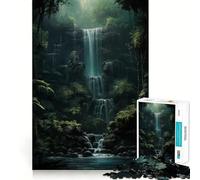 Waterfall in Forest Nature 1000 Piece Jigsaws for Adults Brain Recall Game Tight Interlock No Gaps Calming Mental Break Activity (38x52cm)