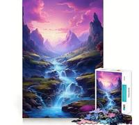 Waterfall in Forest Nature 1000 Piece Jigsaws for Adults Brain Recall Game Tight Interlock No Gaps Calming Mental Break Activity (38x52cm)