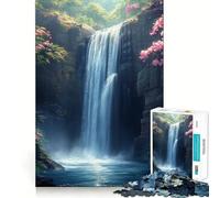 Waterfall in Forest Nature 1000-piece Puzzle for Teenagers Mind Skill Fun Uniform Size Precise Pieces Relaxing Indoor Group Activity (38x52cm)
