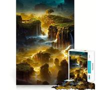 Waterfall in Forest Nature 1000 Pieces Puzzles for Teenagers Mind Boost Fun High Accuracy Cutting Craft Calming Mental Break Activity (38x26cm)