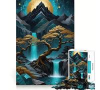 Waterfall in Forest Nature Adults Puzzles 1000 Piece Jigsaws Recall Skill Fun High Precision Die Cut Easy to Learn Family Enjoyment (38x26cm)
