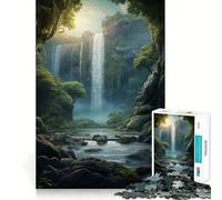 Waterfall in Forest Nature Adults Puzzles 1000 Piece Jigsaws Recall Skill Fun High Precision Die Cut Easy to Learn Family Enjoyment (50x75cm)