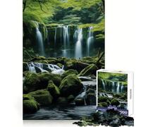 Waterfall in Forest Nature for Adults 1000 Piece Jigsaw Puzzle Sharp Mind Calm Downtime Crisp Cut Memorable Gift (38x26cm)