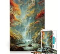 Waterfall in Forest Nature Jigsaw 1000 Piece Mind Skill Play Stable Fit No Shifting Parts Enjoyable Pastime for Long Weekends (38x26cm)