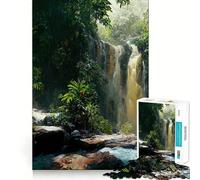 Waterfall in Forest Nature Jigsaw 1000 Pieces for Teenagers Mental Boost Game Firm Fit Secure Assembly Family Fun Night Activity (38x52cm)