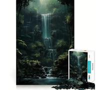 Waterfall in Forest Nature Jigsaw for Teenagers 1000 Pieces Mental Improve Play Uniform Size Precise Pieces Family Fun Night Activity (38x26cm)