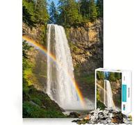 Waterfall In Forest Nature Jigsaw for Teenagers 1000 Pieces Mental Improve Play Uniform Size Precise Pieces Family Fun Night Activity (50x75cm)