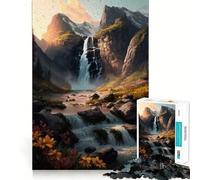 Waterfall in Forest Nature Jigsaw Puzzle 1000 Pieces Cognitive Fun Play High Precision Die Cut Unique Gift for Stress Relief (50x75cm)