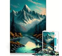 Waterfall in Forest Nature Jigsaw Puzzle 1000 Pieces Cognitive Fun Play High Precision Die Cut Unique Gift for Stress Relief (38x52cm)