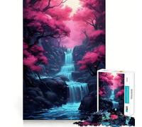 Waterfall in Forest Nature Jigsaw Puzzle 1000 Pieces Cognitive Fun Play High Precision Die Cut Unique Gift for Stress Relief (38x52cm)