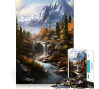Waterfall in Forest Nature Jigsaw Puzzles for Adults 1000 Mind Boost Game Uniform Size Precise Pieces Travel-friendly Brain Game Gift (50x75cm)