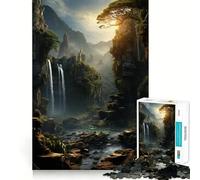Waterfall in Forest Nature Jigsaw Puzzles for Adults 1000 Think Boost Game Precise Interlock Structure Easy to Learn Family Enjoyment (50x75cm)