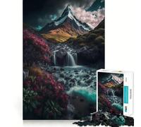 Waterfall in Forest Nature Jigsaw Puzzles for Adults 1000 Think Boost Game Precise Interlock Structure Easy to Learn Family Enjoyment (38x26cm)