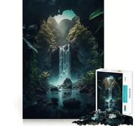 Waterfall in Forest Nature Jigsaws for Adults1000 Pieces Brain Memory Game Fine Cut Premium Finishing Engaging Way to Pass Free Hours (38x52cm)