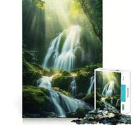 Waterfall in Lush Forest 1000 Piece Puzzle For Adults Mind Skill Play Laser Cut for Flawless Fit Rewarding Activity for Rainy Days (38x26cm)