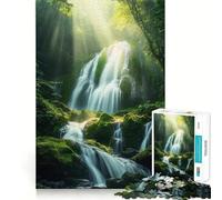 Waterfall in Lush Forest 1000-piece Puzzle for Teenagers Mind Skill Fun Uniform Size Precise Pieces Relaxing Indoor Group Activity (50x75cm)
