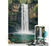 Waterfall in Lush Forest Jigsaw for Teenagers1000 Pieces Mind Boost Game Firm Fit Secure Assembly Bonding Activity for Loved Ones (50x75cm)