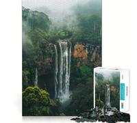 Waterfall in Lush Forest Jigsaw Puzzles 1000 Cognitive Skill Toy Smooth Burr Free Surface Relaxing Indoor Group Activity (38x52cm)