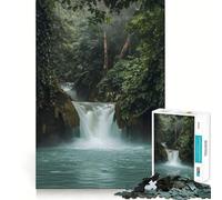Waterfall in Lush Green Forest 1000 Piece Jigsaw Puzzles for Teenagers Recall Fun Play Tight Interlock No Gaps Family Fun Night Activity (38x52cm)