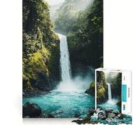 Waterfall in Lush Jungle 1000 Piece Jigsaw Puzzles Mind Challenge Toy High Precision Die Cut Amusing Challenge for Waiting Time (38x52cm)