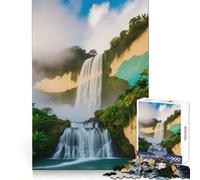 Waterfall in Lush Jungle for Adults 1000 Piece Jigsaw Puzzle Sharp Mind Calm Downtime Crisp Cut Memorable Gift (38x26cm)