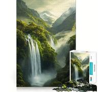 Waterfall in Lush Valley Jigsaw for Teenagers1000 Pieces Mind Boost Game Firm Fit Secure Assembly Bonding Activity for Loved Ones (38x26cm)