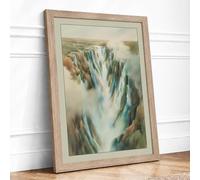 Waterfall in Mist Impressionism Framed Wall Art Print A1 (84.1×59.4cm) Oak, Wall Decor for Living Room, Bedroom, Office & Home, Ready to Hang, Art Gift