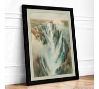 Waterfall in Mist Impressionism Framed Wall Art Print A2 (59.4×42cm) Black, Wall Decor for Living Room, Bedroom, Office & Home, Ready to Hang, Art Gift