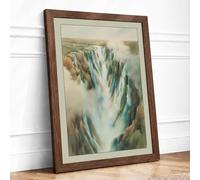 Waterfall in Mist Impressionism Framed Wall Art Print A3 (42×29.7cm) Walnut, Wall Decor for Living Room, Bedroom, Office & Home, Ready to Hang, Art Gift
