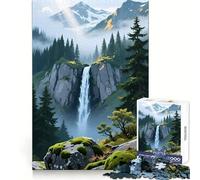 Waterfall in Mountainous Landscape Adult Jigsaw Puzzle1000 Pieces Analytical Skill Relaxed Leisure Tight Join Winter Gift (50x75cm)