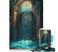 Waterfall in Stone Archway Jigsaw for Adults 1000 Pieces Brain Memory Game Laser Cut for Flawless Fit Unique Gift for Stress Relief (38x26cm)
