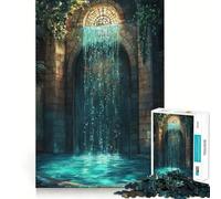 Waterfall in Stone Archway Jigsaw for Teenagers 1000 Pieces Mental Improve Play Uniform Size Precise Pieces Family Fun Night Activity (50x75cm)