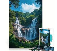 Waterfall in The Forest 1000 Piece Jigsaw Puzzles Mind Challenge Toy High Precision Die Cut Amusing Challenge for Waiting Time (50x75cm)