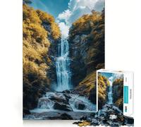 Waterfall in The Forest Jigsaw Puzzle1000 Pieces Mind Train Fun Clean Cut Sturdy Components Captivating Leisure for Cozy Indoors (38x26cm)