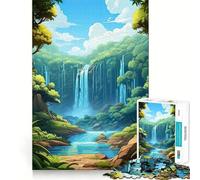 Waterfall in The Forest Jigsaw Puzzles 1000 Piece for Adults Recall Fun Play Firm Fit Secure Assembly Family Fun Night Activity (38x26cm)