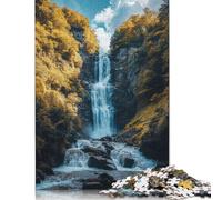 Waterfall in The Forest Jigsaw Puzzles Puzzles for Adults Kids. 1000 Piece Impossible Challenge Toy Educational Game Home Decoration for Educational Games Gifts 1000pcs (38x26cm)
