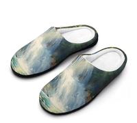 Waterfall in The Forests Mens Slipper Slip On Winter Warm House Slippers Shoes Indoor Outdoor