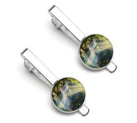 Waterfall in The Forests Silver Tie Clip Suit Accessories for Men Necktie Bar Set Pin Business Wedding