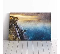Waterfall in the Isle of Skye | Canvas Wall Art Print | Framed & Ready to Hang Picture | Modern Home Decor for Living Room, Bedroom, Kitchen or Office | 30x20 Inches
