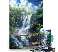 Waterfall in The Jungle Jigsaw Puzzles 1000 Mental Focus Game Precision Cut Smooth Edges Meaningful Connection Building Game (38x52cm)