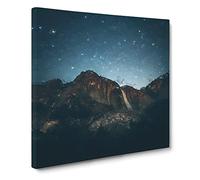 Waterfall in Yosemite California Canvas Print | Gallery Wrapped 30mm Frame Wall Art | 20x20 inches | Ready to Hang | Modern Landscape Picture | Living Room Bedroom Lounge Office