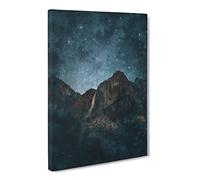 Waterfall In Yosemite California Canvas Print | Gallery Wrapped 30mm Frame Wall Art | 24x16 inches | Ready to Hang | Modern Landscape Picture | Living Room Bedroom Lounge Office