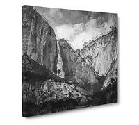 Waterfall in Yosemite Canvas Print | Gallery Wrapped 30mm Frame Wall Art | 14x14 inches | Ready to Hang | Abstract Landscape Picture | Living Room Bedroom Lounge Office