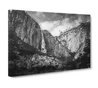 Waterfall In Yosemite Canvas Print | Gallery Wrapped 30mm Frame Wall Art | 24x16 inches | Ready to Hang | Abstract Landscape Picture | Living Room Bedroom Lounge Office
