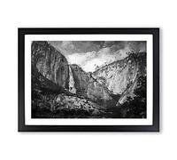 Waterfall in Yosemite in Abstract Framed Print | A2 Black Framed Wall Art | Ready to Hang | Abstract Landscape Picture | Living Room Bedroom Lounge Office