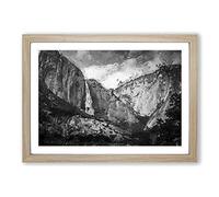 Waterfall in Yosemite in Abstract Framed Print | A2 Oak Framed Wall Art | Ready to Hang | Abstract Landscape Picture | Living Room Bedroom Lounge Office