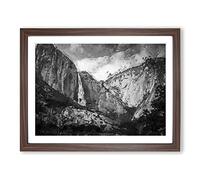 Waterfall In Yosemite In Abstract Modern Art Framed Print | A2 Walnut Framed Wall Art | Ready to Hang | Abstract Landscape Picture | Living Room Bedroom Lounge Office